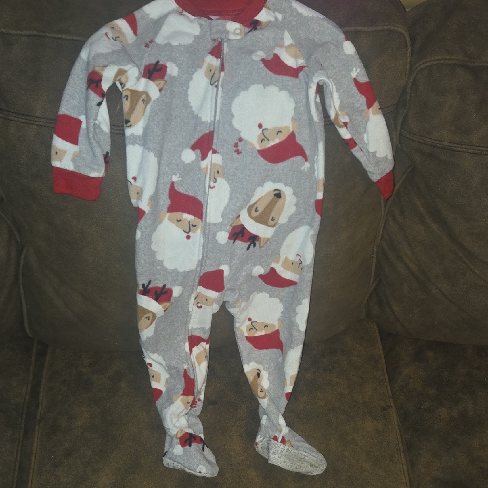 Child of Mine Gray and Red Santa Footie Pajama